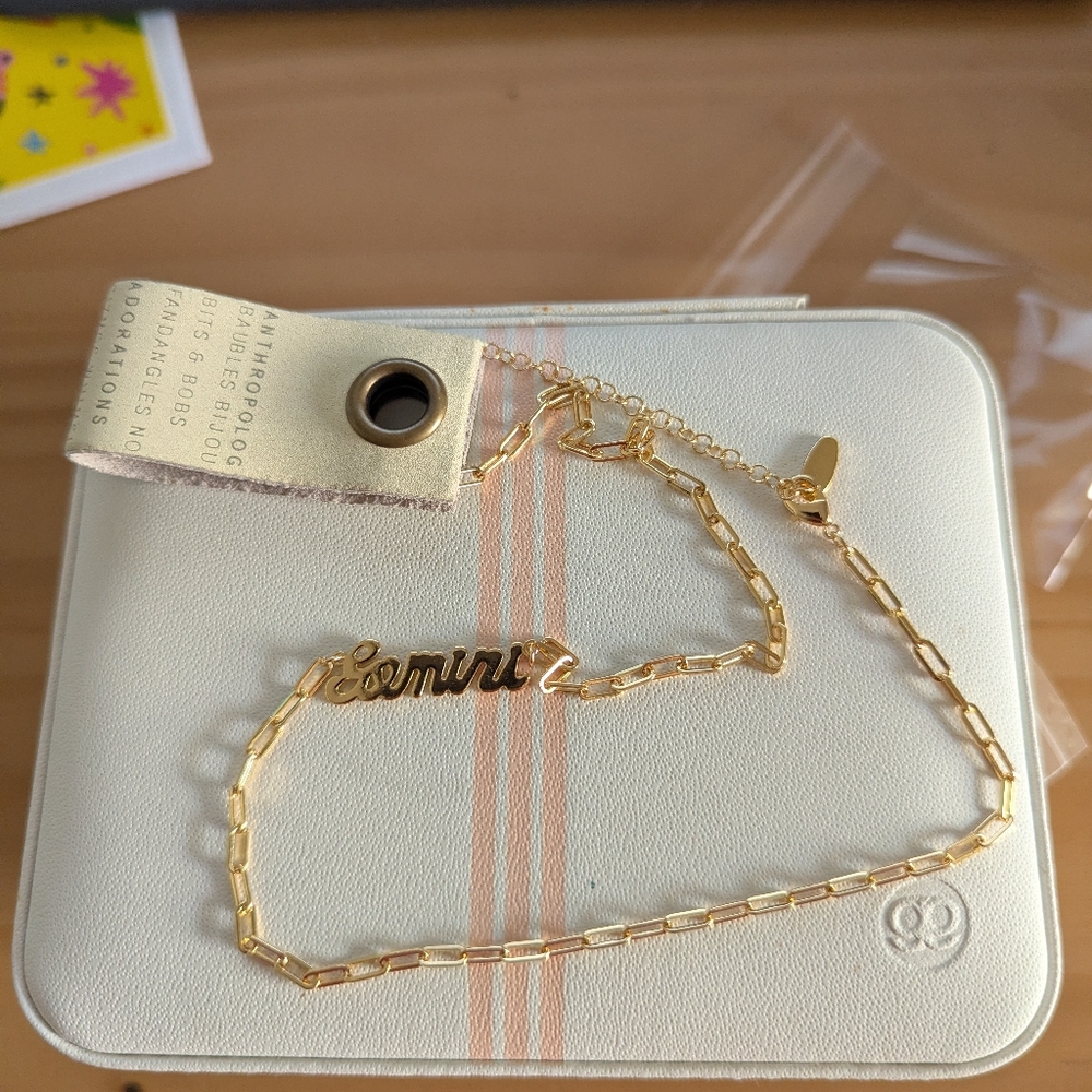 Anthropologie Gold Plated Gemini Necklace